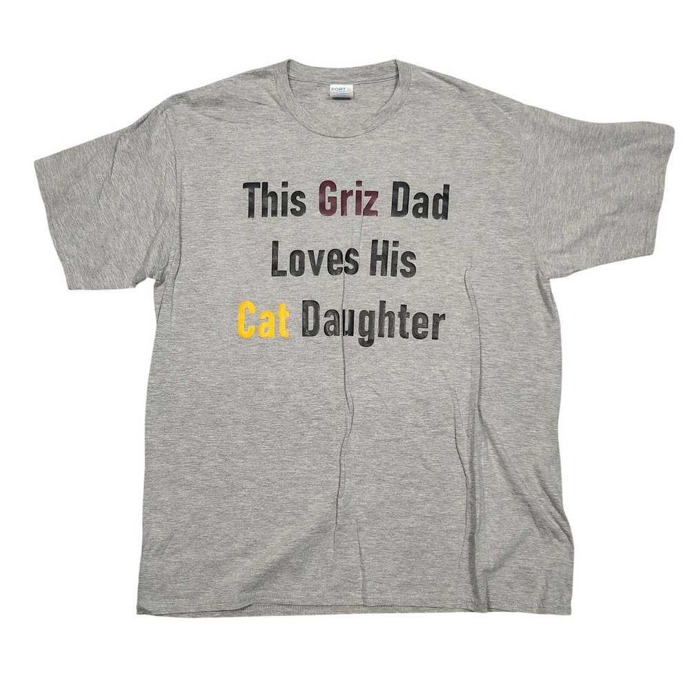 Port & Company T-Shirt Mens XL Griz Dad Cat Daughter Graphic Gray Heather Tee